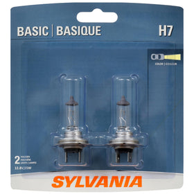 SYLVANIA H7 basic front packaging showing two bulbs and brand for easy identification