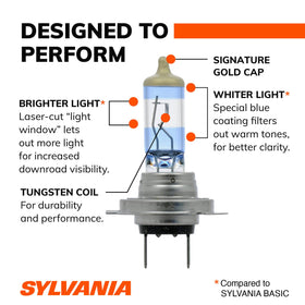 SYLVANIA H7 beam pattern on road demonstrating brighter down-road clarity