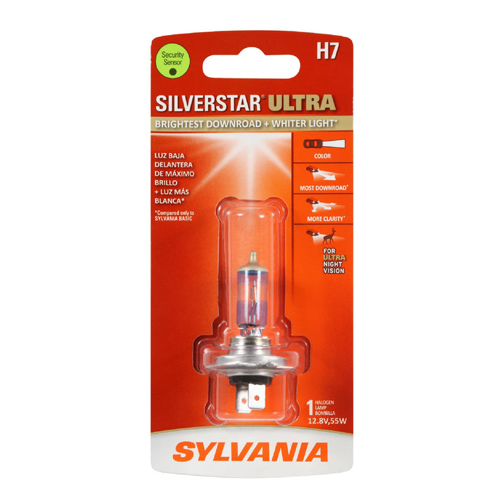 SYLVANIA H7 front profile showing bulb shape and plug, improving fit accuracy