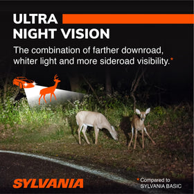 SYLVANIA H7 used on night drive scene, improving sign and hazard recognition