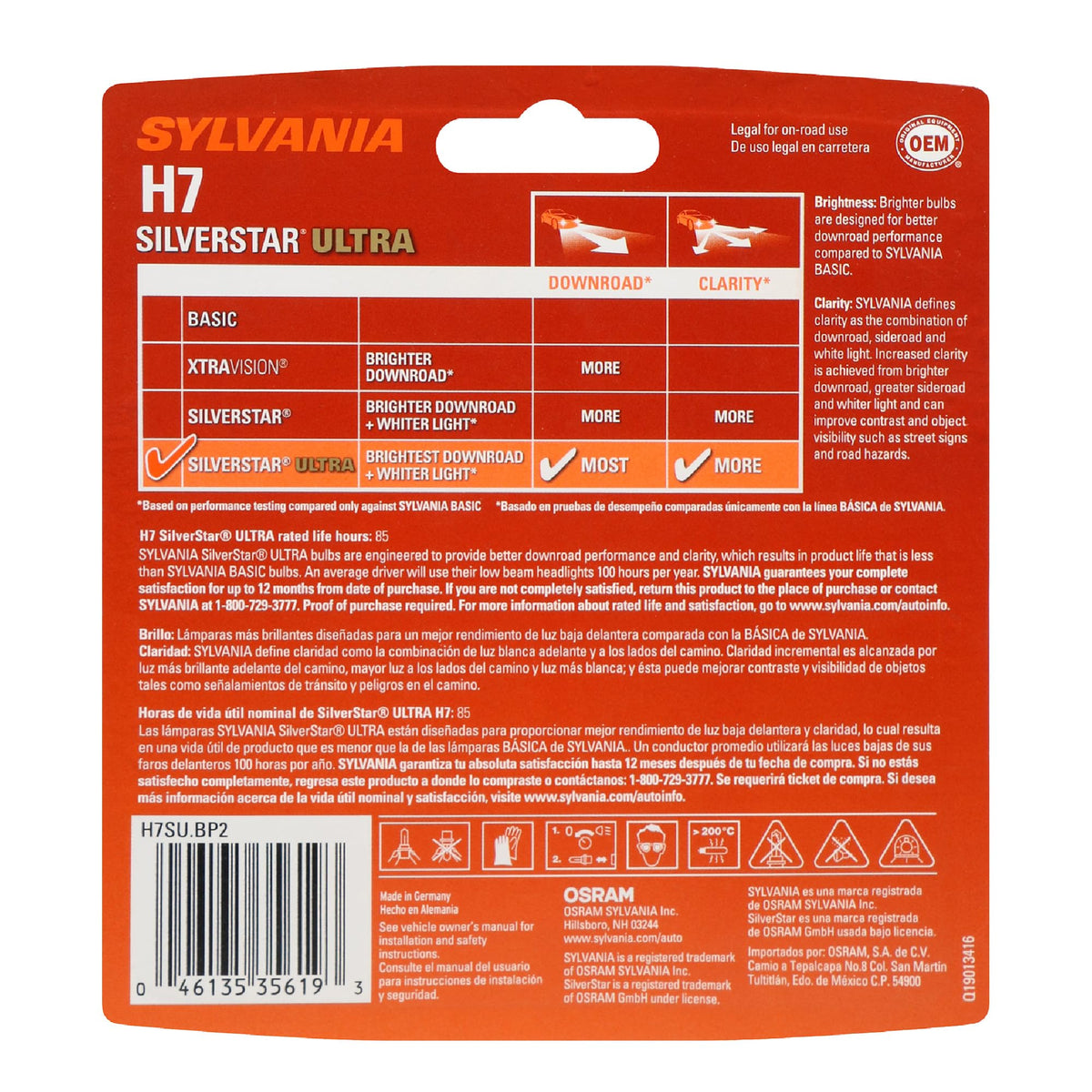 SYLVANIA H7 SilverStar Ultra bulb close-up highlighting whiter light appearance