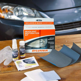 SYLVANIA headlight after restoration illustrating clearer lens and improved light