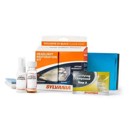 SYLVANIA kit box front view showing included items and benefit of complete set