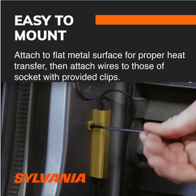 SYLVANIA load equalizer size scale next to ruler showing compact dimensions for tight spaces benefit