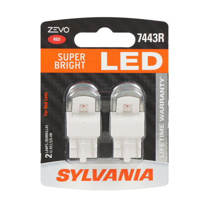 SYLVANIA ZEVO 7443 front packaging showing product and benefits