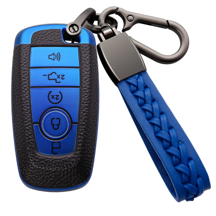 Syodiesn front view of blue key fob cover showing fit and visibility benefit