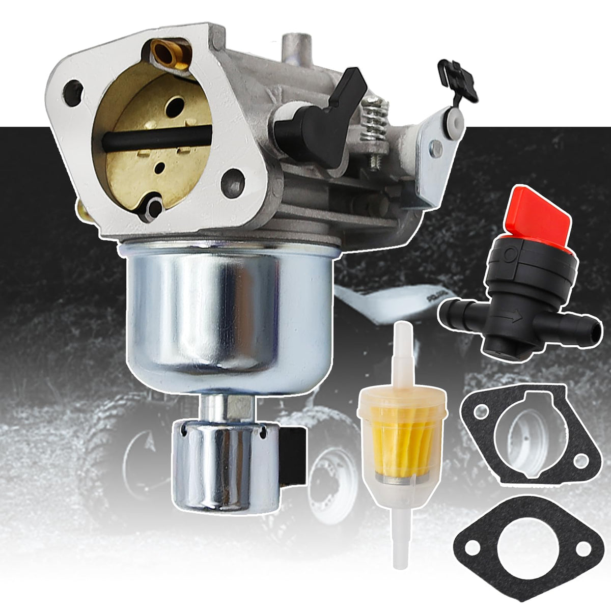 SYOWADA carburetor next to ruler showing compact size for easy replacement