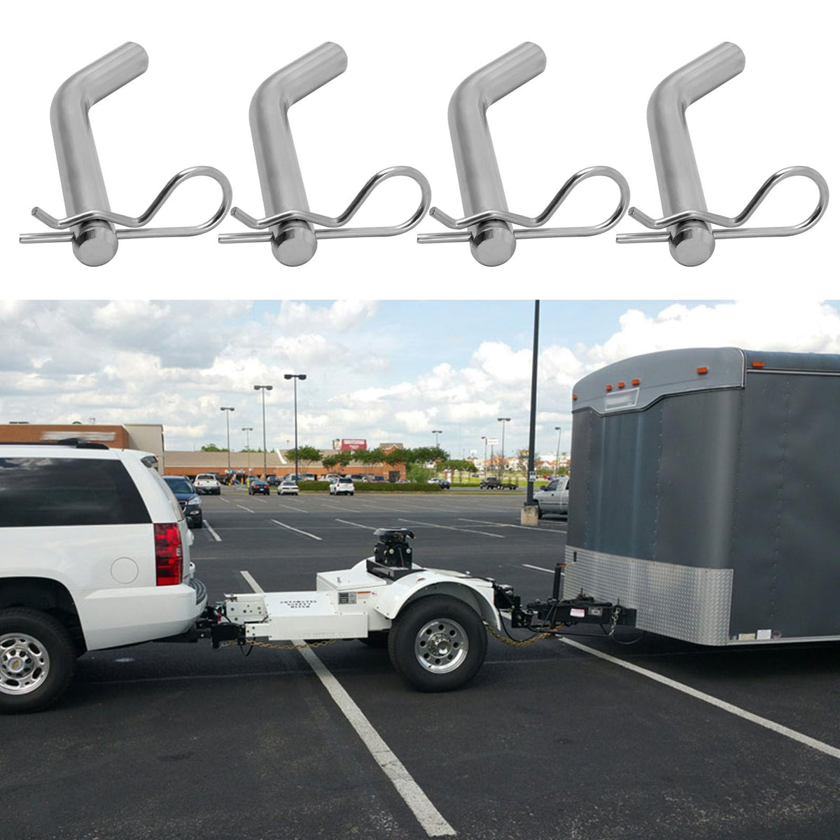 SYOWADA hitch pin in real trailer setting showing dependable towing use