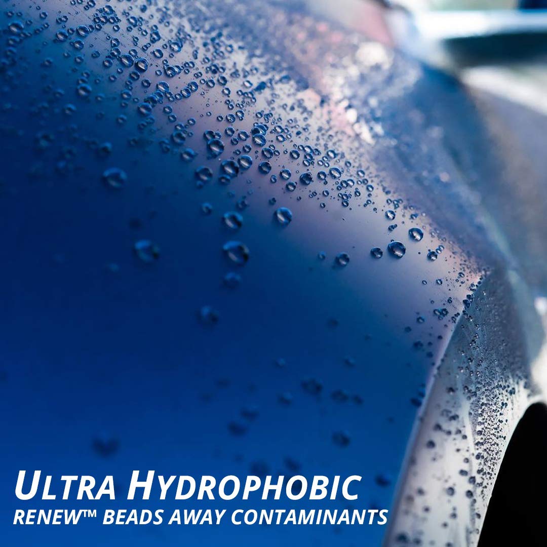 System X Renew water beading on hood demonstrating strong hydrophobic protection