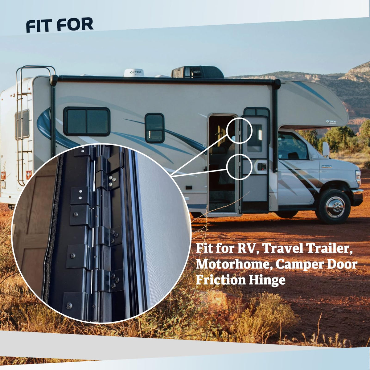 SyunsXoon lifestyle shot of camper entry with new hinges installed illustrating durable outdoor performance