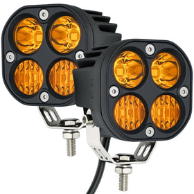 Szdystar front view of two amber LED pods showing weatherproof benefit