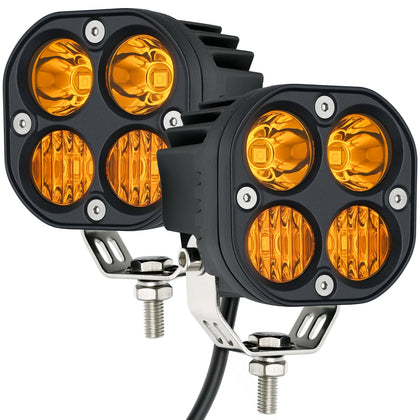 Szdystar front view of two amber LED pods showing weatherproof benefit