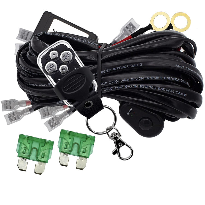 Szdystar harness front assembly showing plug and four leads for quick installation