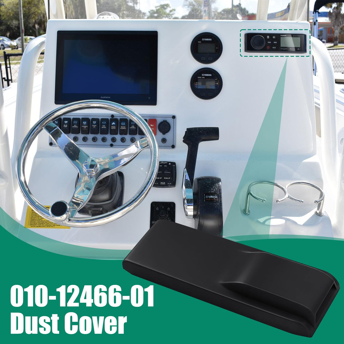 SZHY-LINK installed on boat stereo demonstrating protection against splashes