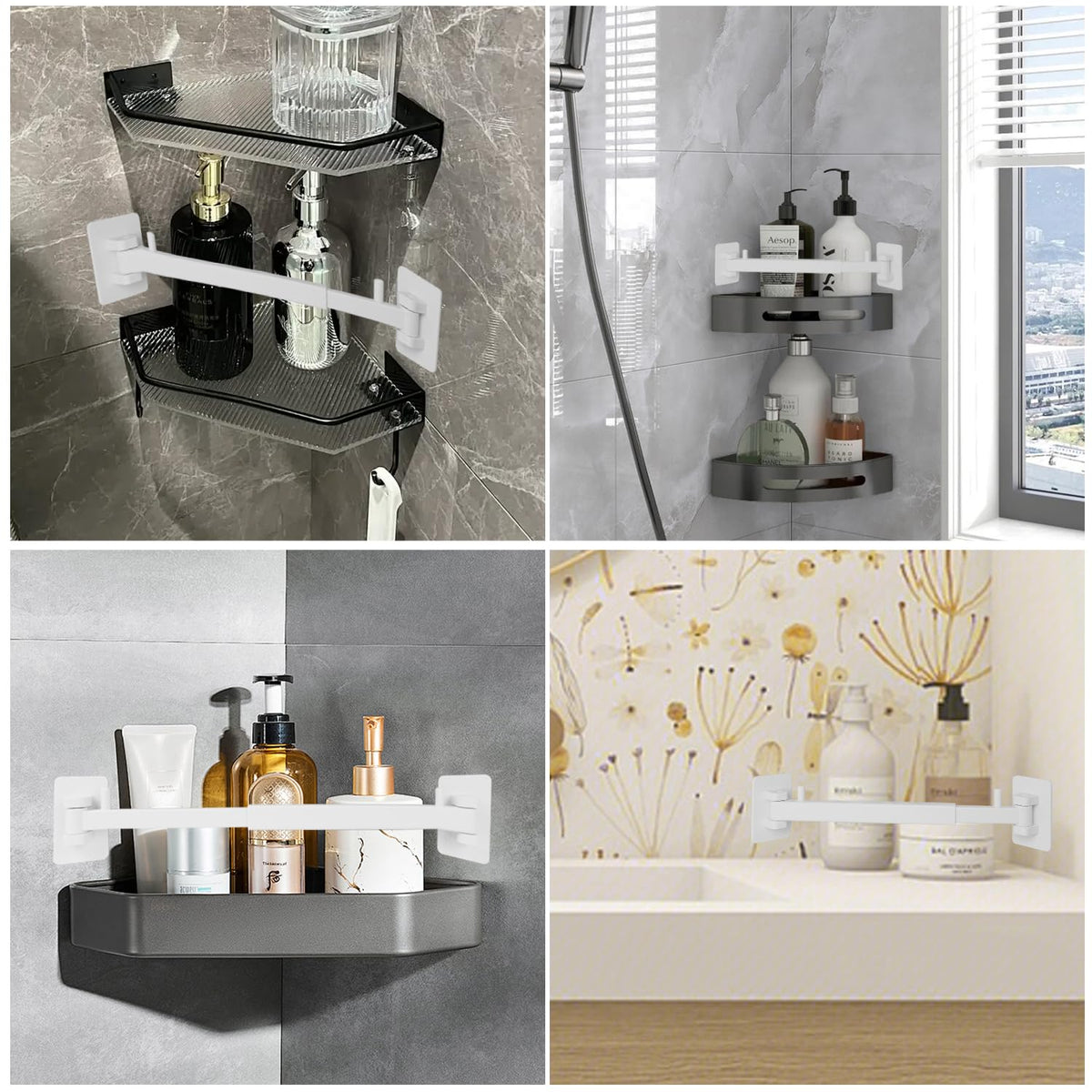 SZZSAF in-shower lifestyle use showing bottles kept from falling