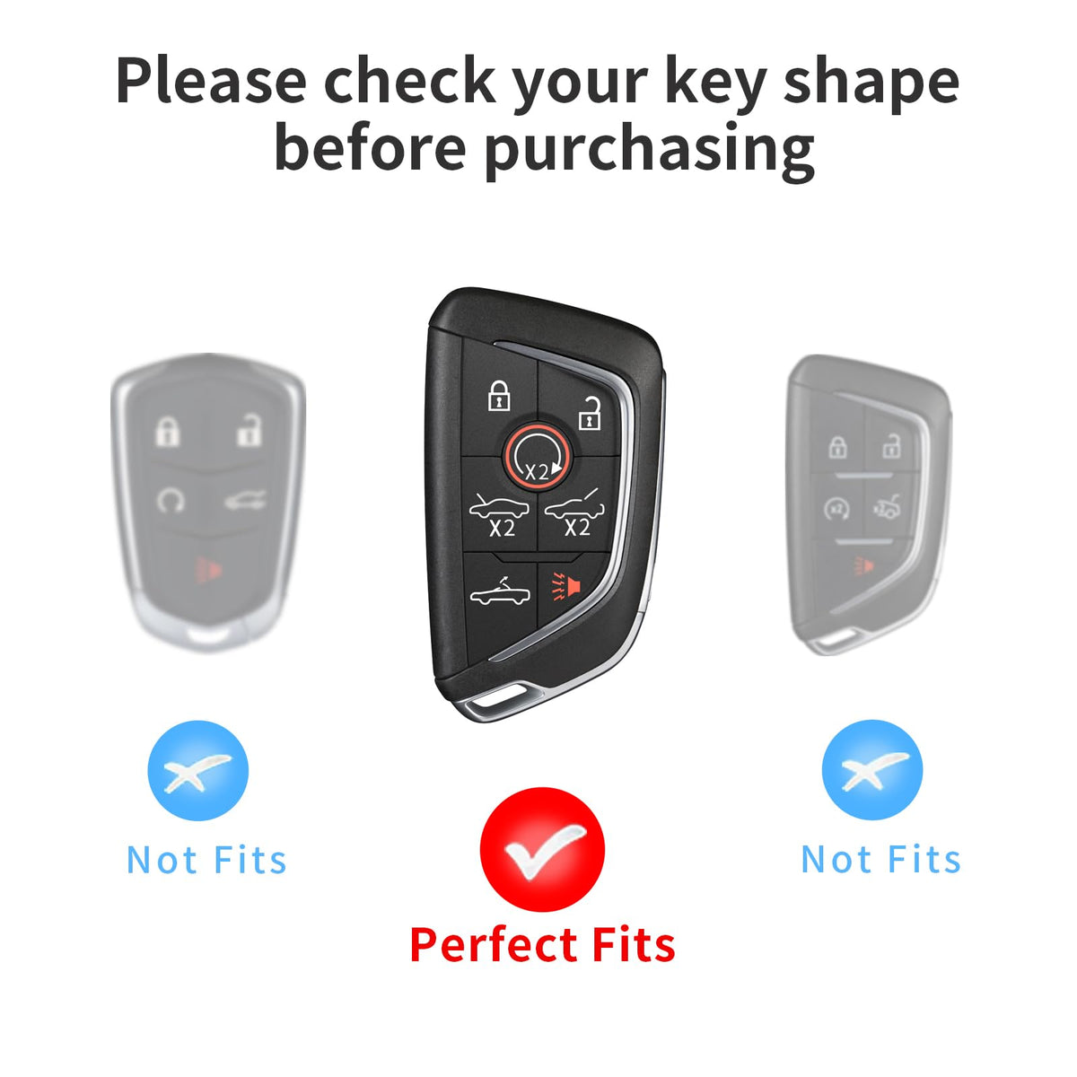 T-carbon back view of key fob cover highlighting precise cutouts