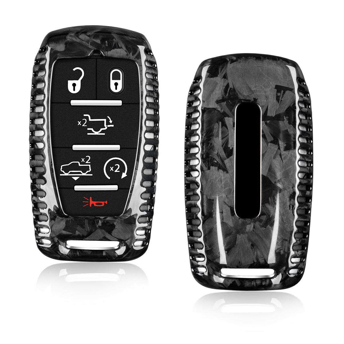 T-carbon forged carbon fiber key fob front view showcasing sleek protection