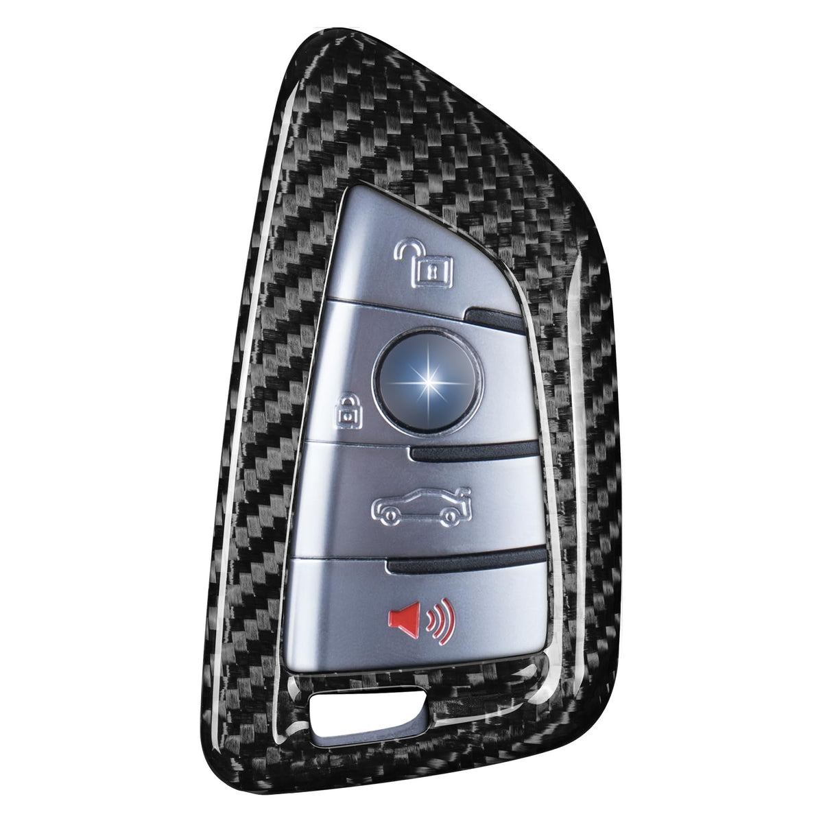 T-carbon front view of key fob cover showing precise fit and upscale look
