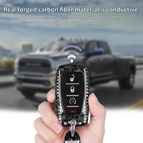 T-carbon key fob installed on Dodge Ram keychain for convenient carry
