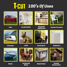 T-Cut bottle in hand demonstrating 10.5 fl oz size and portability