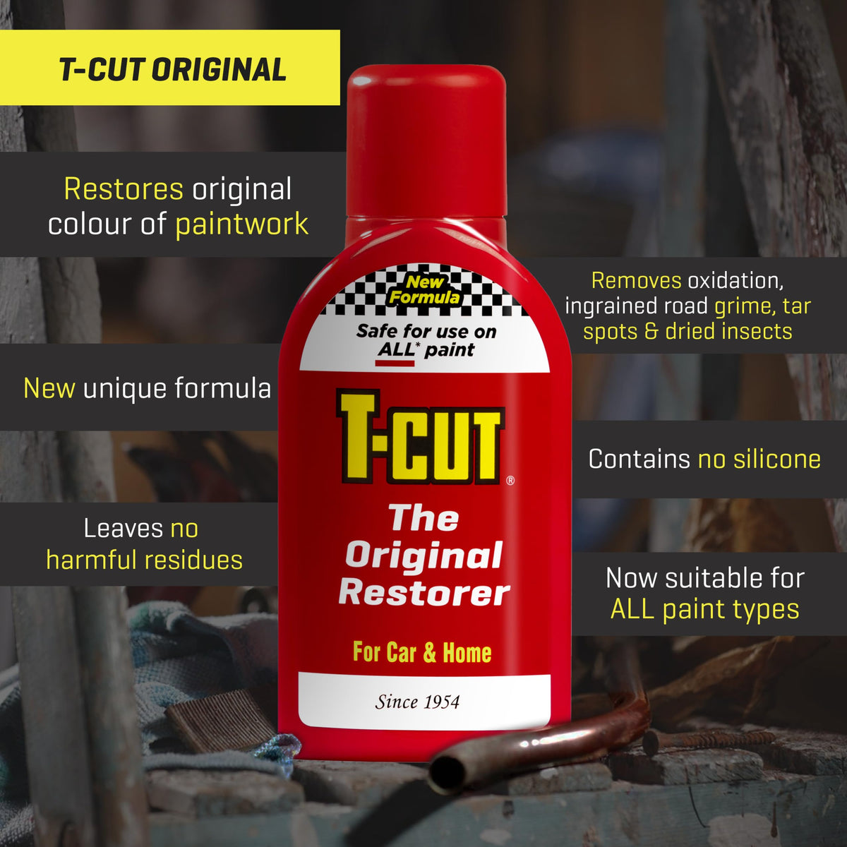 T-Cut before and after panel showing brand restoring colour