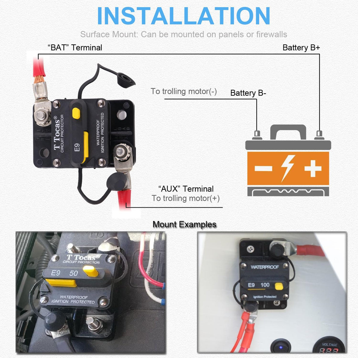 T Tocas E9 mounted in boat panel demonstrating marine readiness