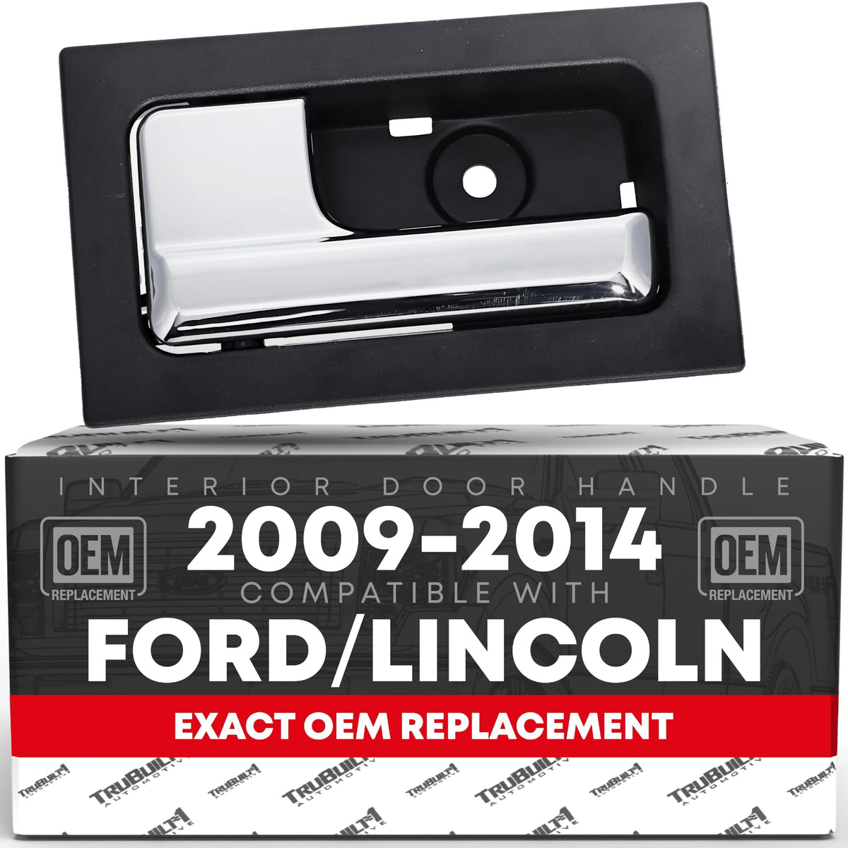 T1A driver handle front view showing chrome lever and textured black housing for OEM look