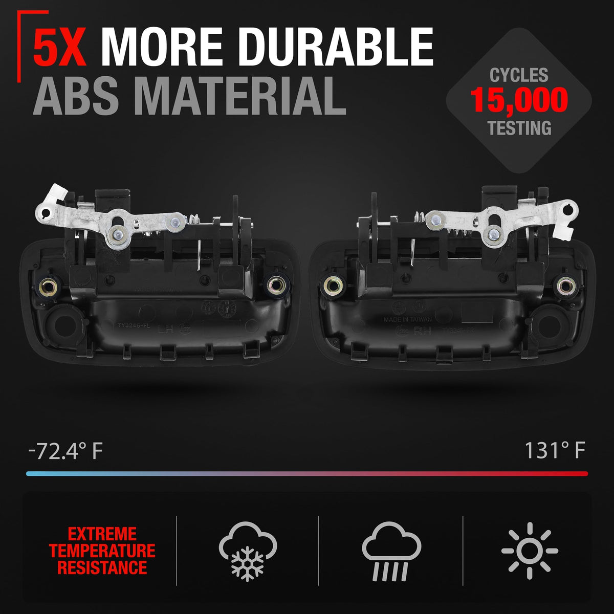 T1A driver handle keyhole detail showing precise cutout for lock cylinder compatibility