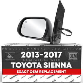 T1A front view of driver-side mirror showing smooth black finish and fit