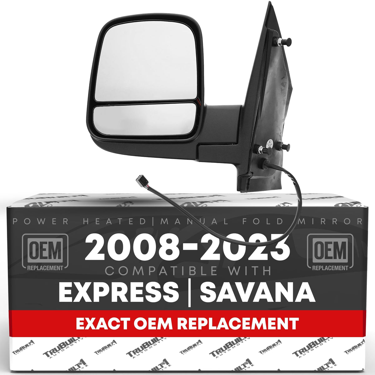 T1A front view of driver side mirror showing exact OEM fit and restored visibility