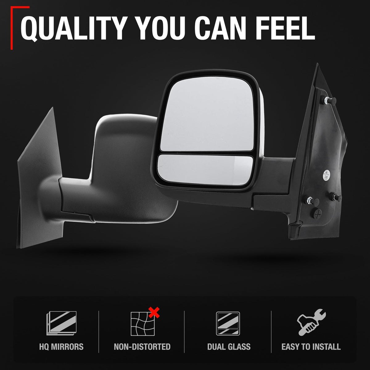 T1A mirror mounted on Chevrolet Express demonstrating correct fit and alignment