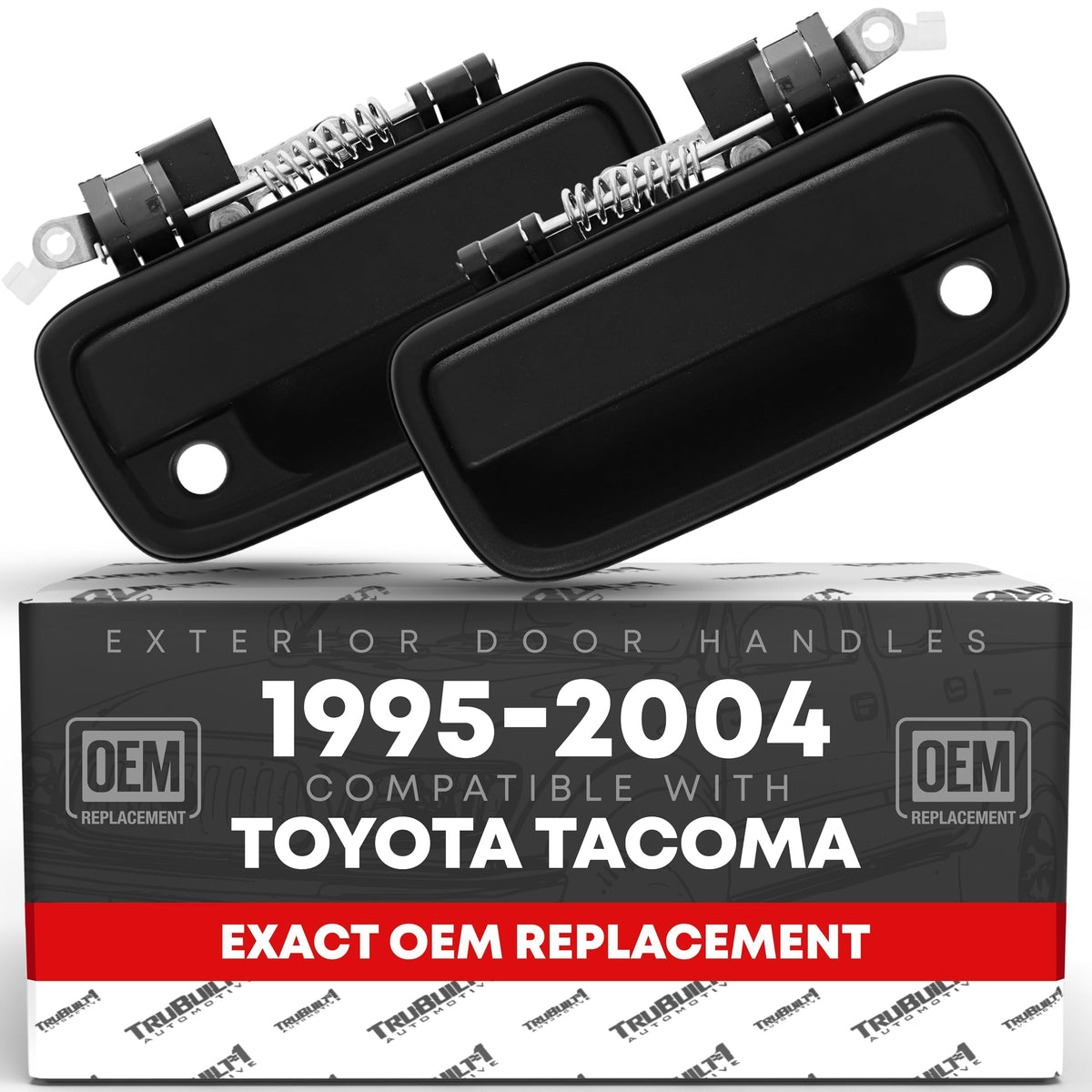 T1A front handles packaging front view showing textured black finish and OEM fitment benefit