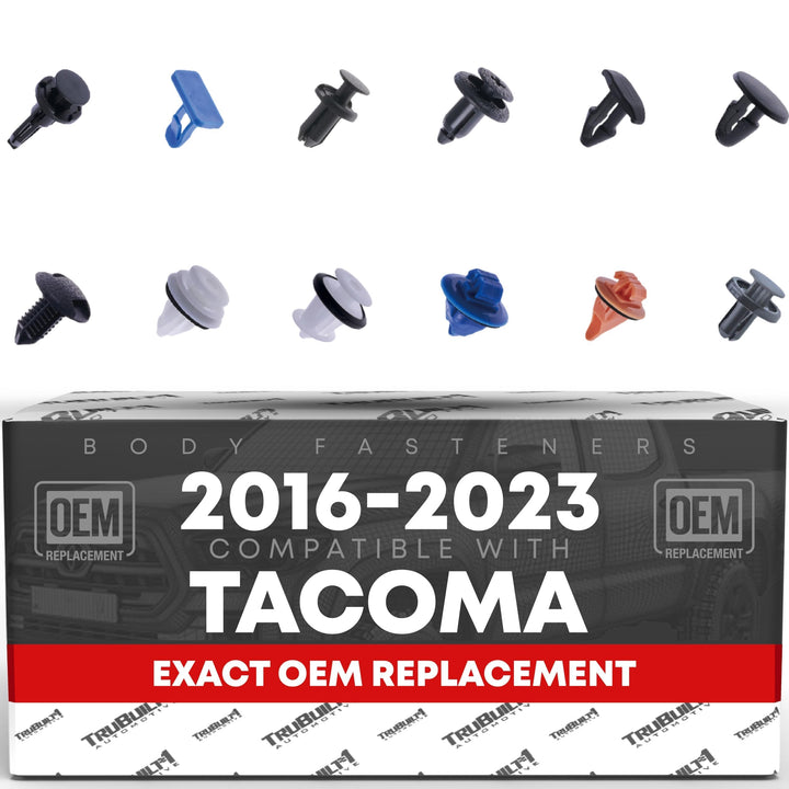 T1A front packaging showing complete 120-piece Tacoma fastener kit benefit quick identification