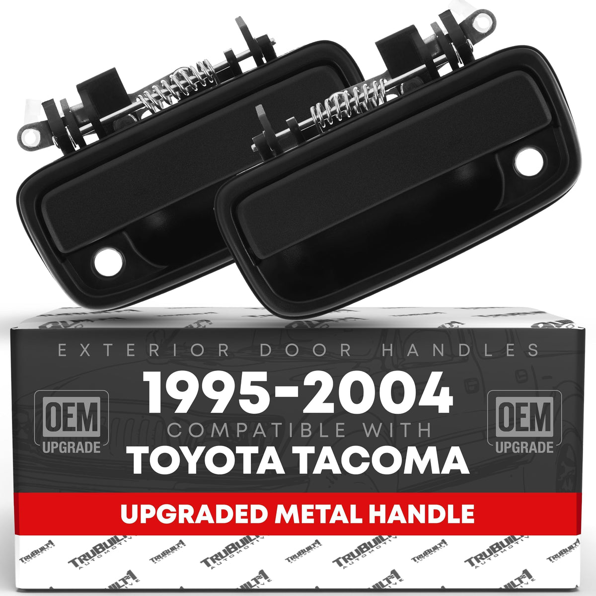 T1A textured black front door handles shown in packaging for easy replacement benefit