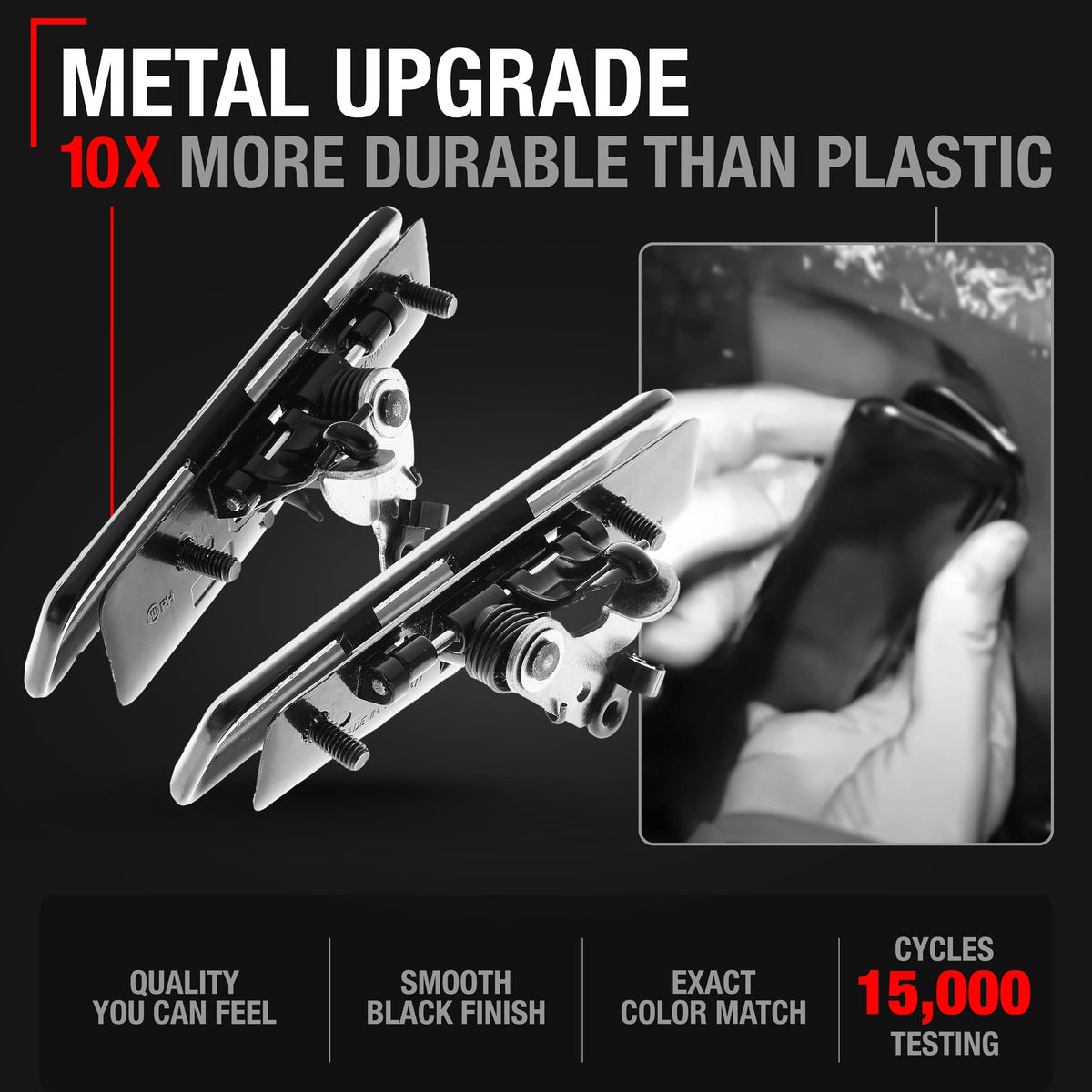 T1A metal handle close-up showing smooth finish and durability