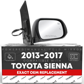 T1A passenger mirror front view showing smooth black finish and exact OEM fit