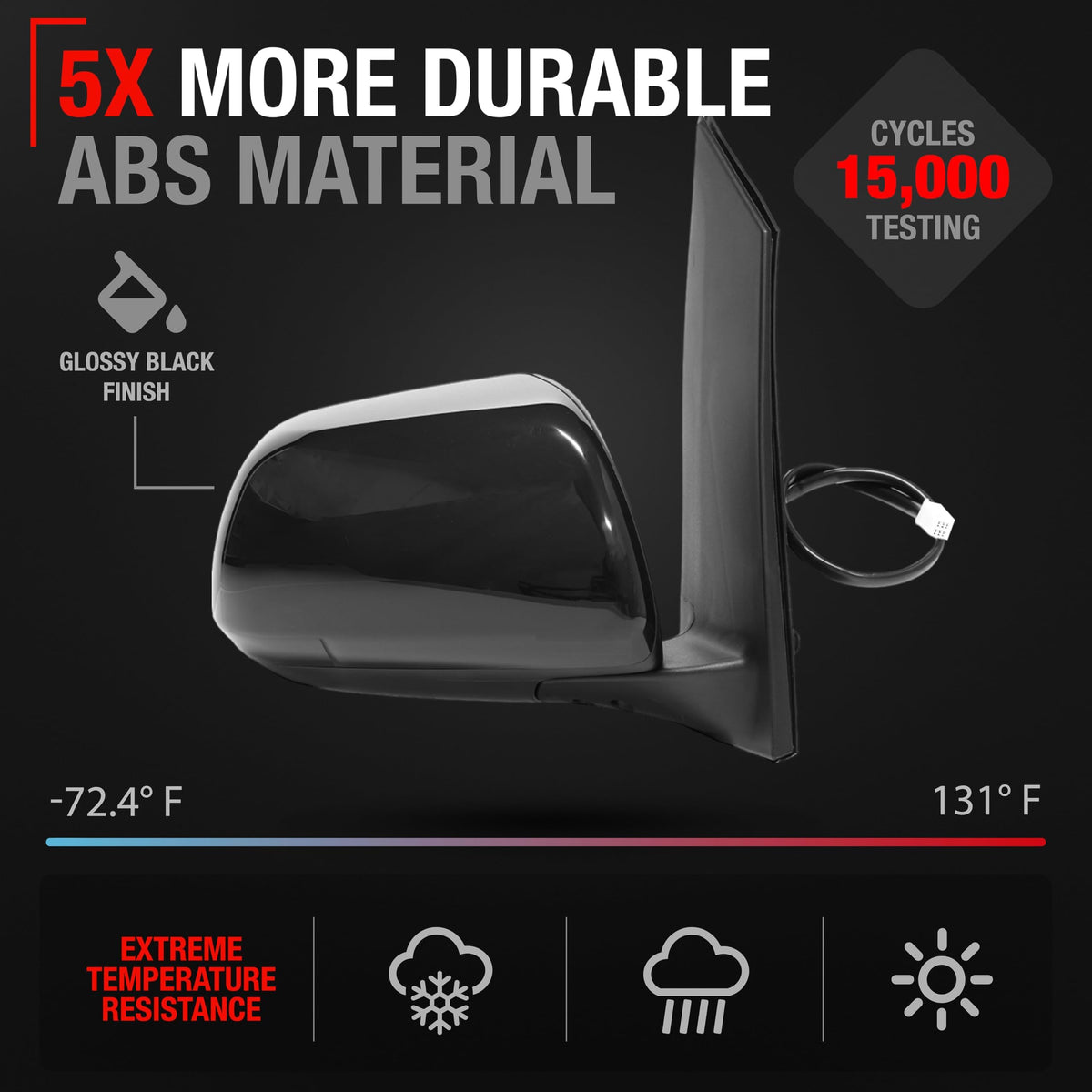 T1A passenger mirror mounted on Toyota Sienna showing restored appearance benefit