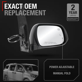 T1A mirror housing close-up showing 6H6P plastic durability and finish benefit