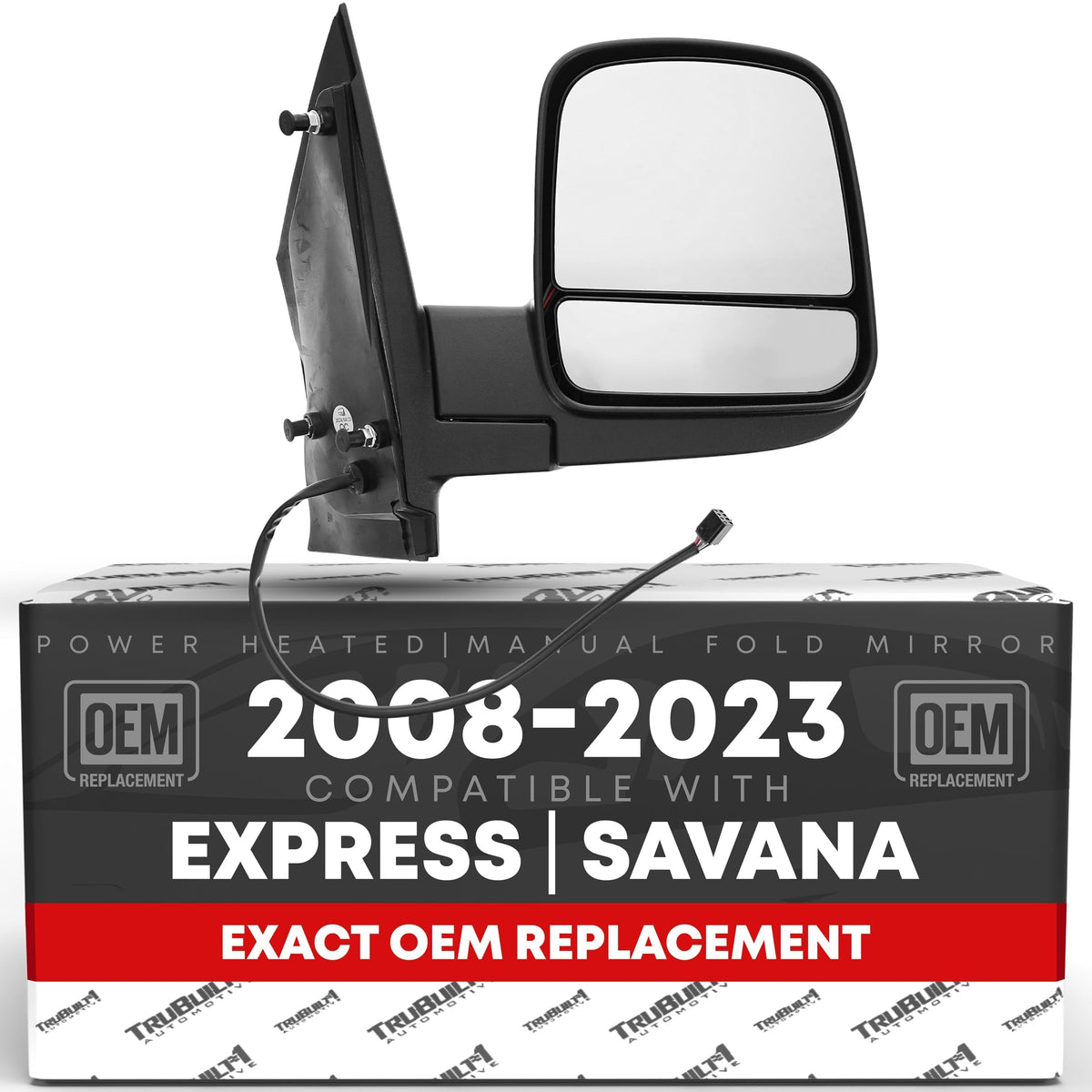 T1A passenger side mirror front view showing fit and finish benefit of OEM replacement
