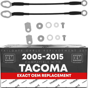 T1A front view of replacement tailgate cables showing packaging and fit benefits