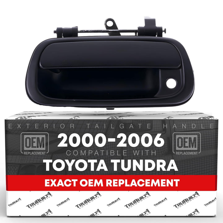 T1A front view of tailgate handle showing smooth black finish and fit