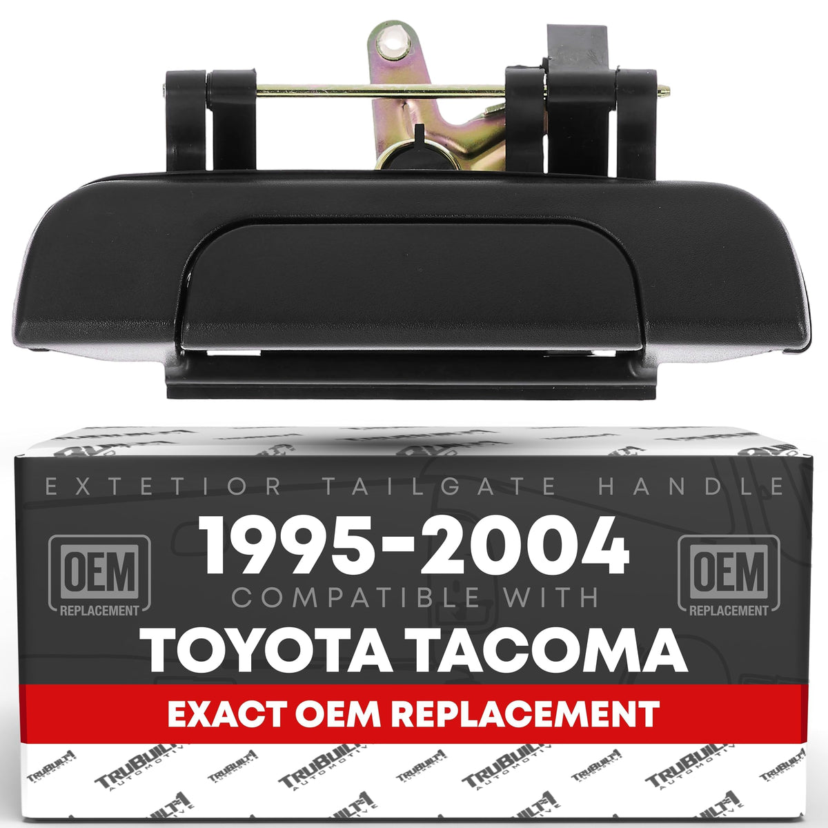 T1A tailgate handle front view showing exact OEM fit and restored appearance