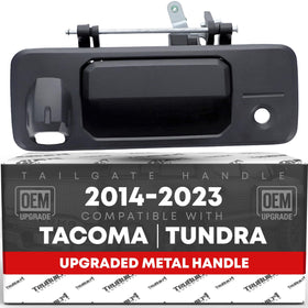 T1A tailgate handle front view showing exact OEM fit and clean finish