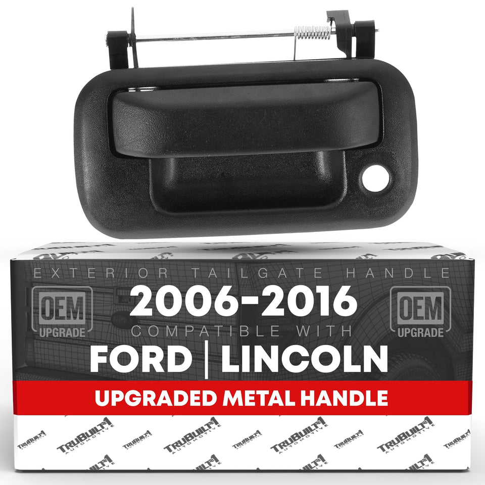 T1A front view of black tailgate handle showing OEM-style fit and restored appearance