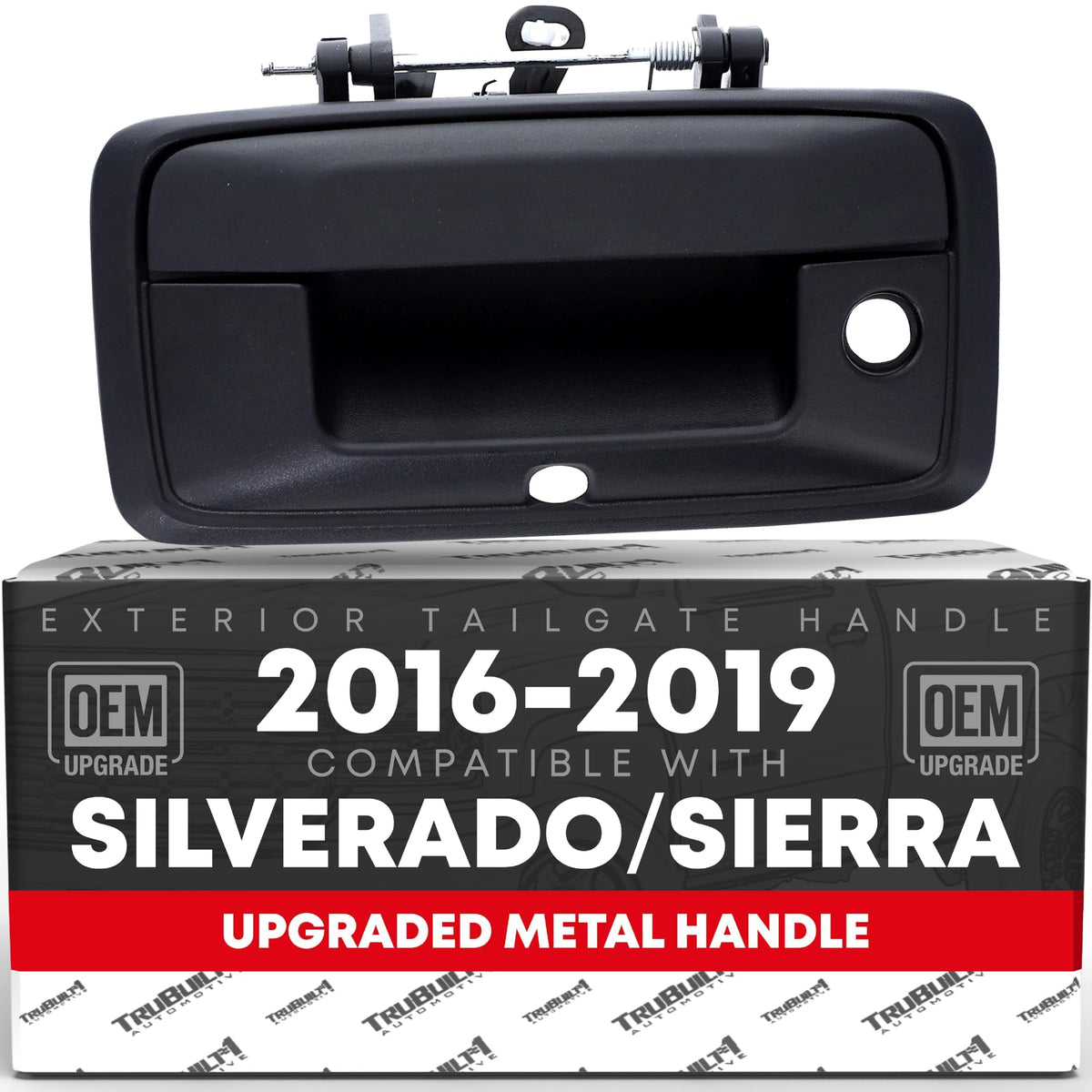T1A front view tailgate handle showing fit and finish, improves durability