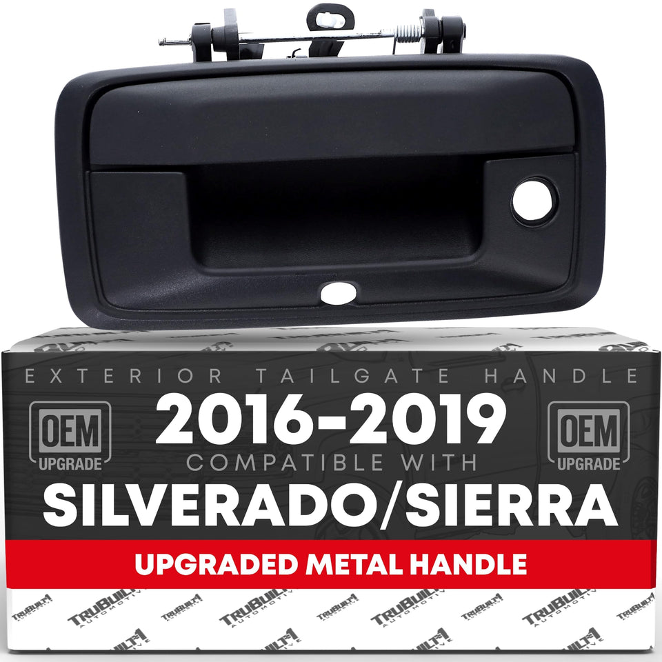 T1A front view tailgate handle showing fit and finish, improves durability