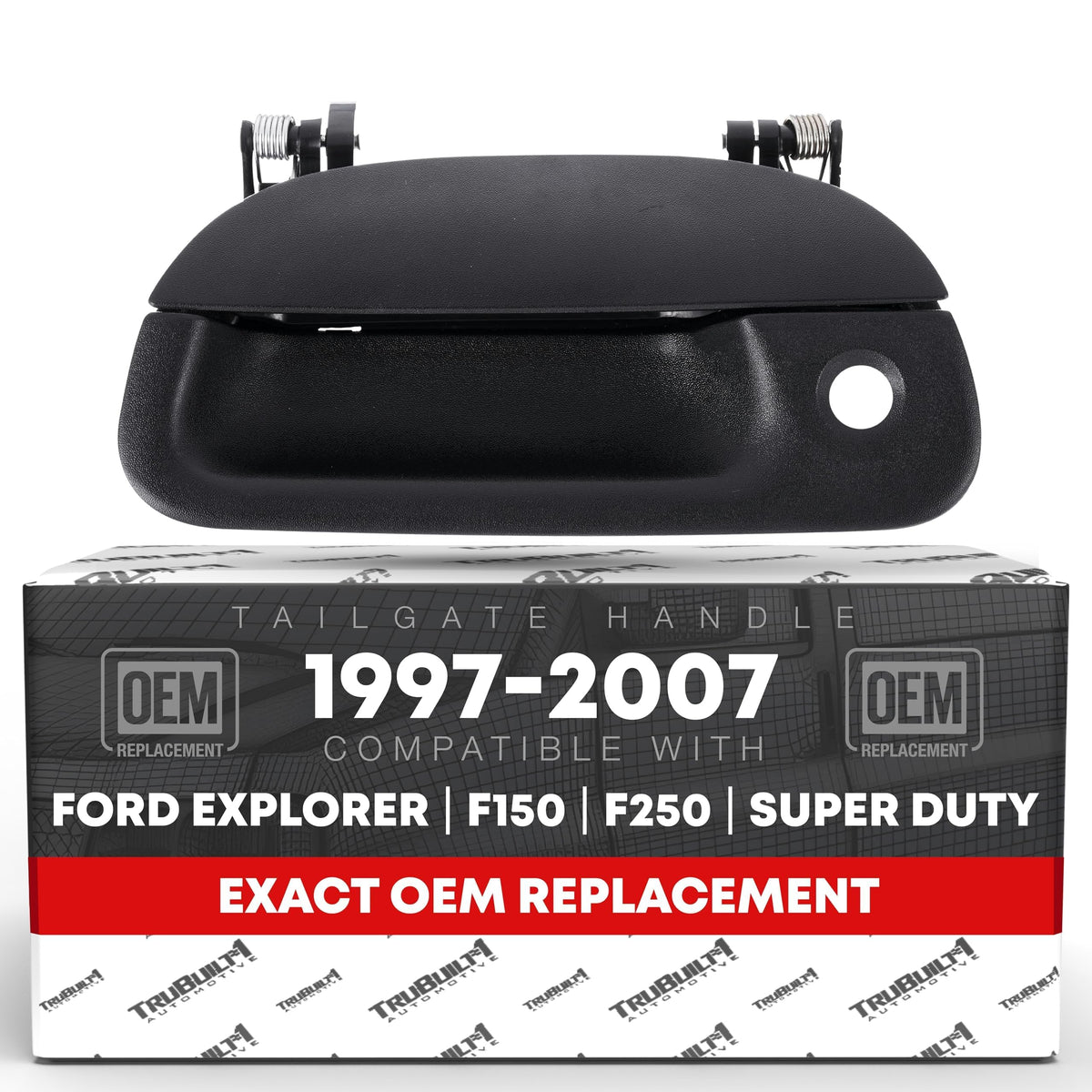 T1A tailgate handle front view showing fit and OEM alignment benefit