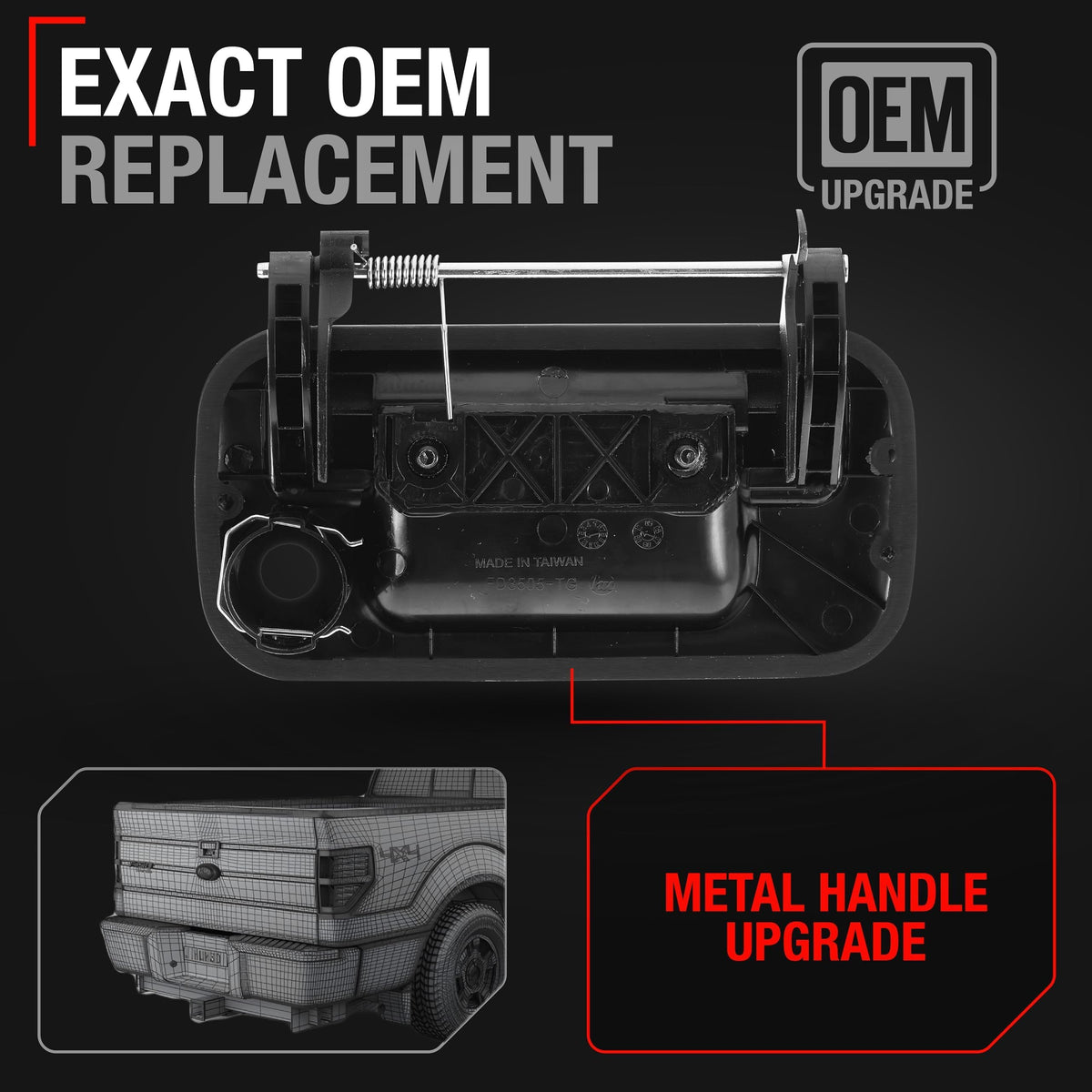 T1A handle installed on a Ford pickup demonstrating proper alignment and function
