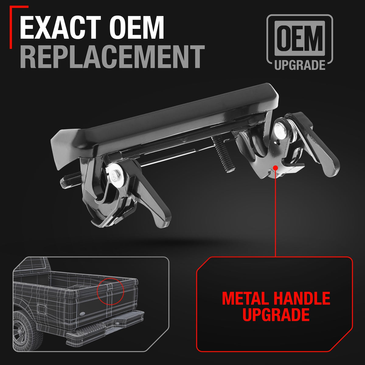 T1A handle installed on truck demonstrating restored tailgate function