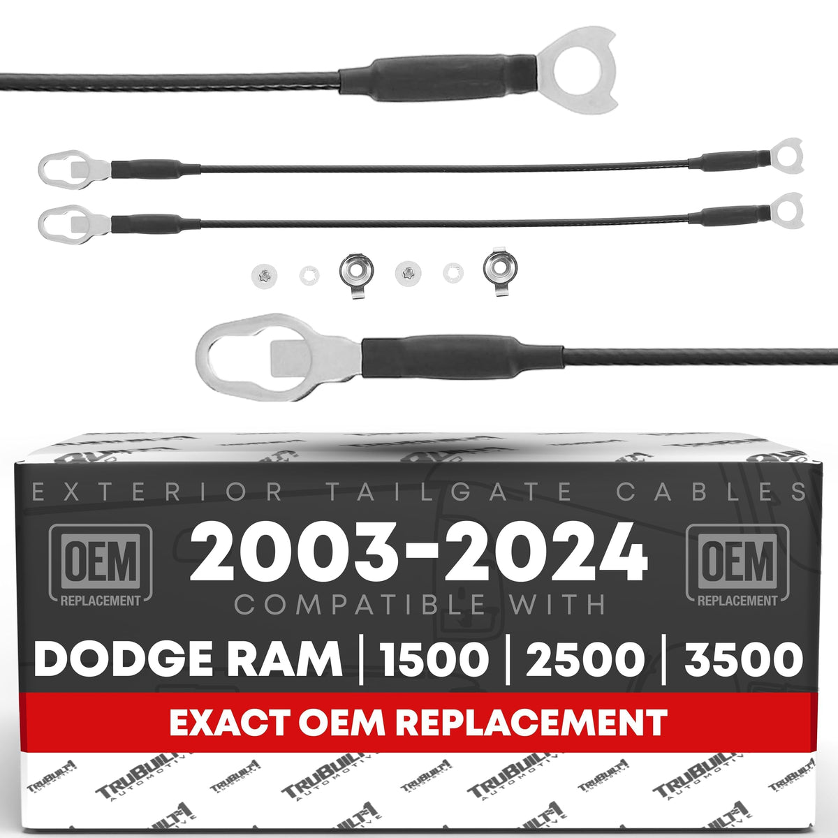 T1A tailgate cable front packaging showing OEM-fit benefits